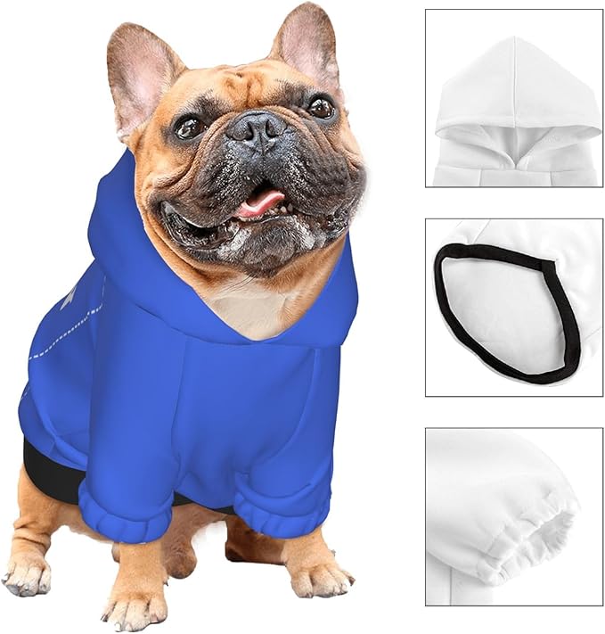 Dog Clothes, Custom Dog Hooded Sweatshirt, Personalized Pet Costume Robe Shirt with Text/Image/Club Name/Pet Shop Logo for Small Medium Large Dogs and Cats, RoyalBlue, S