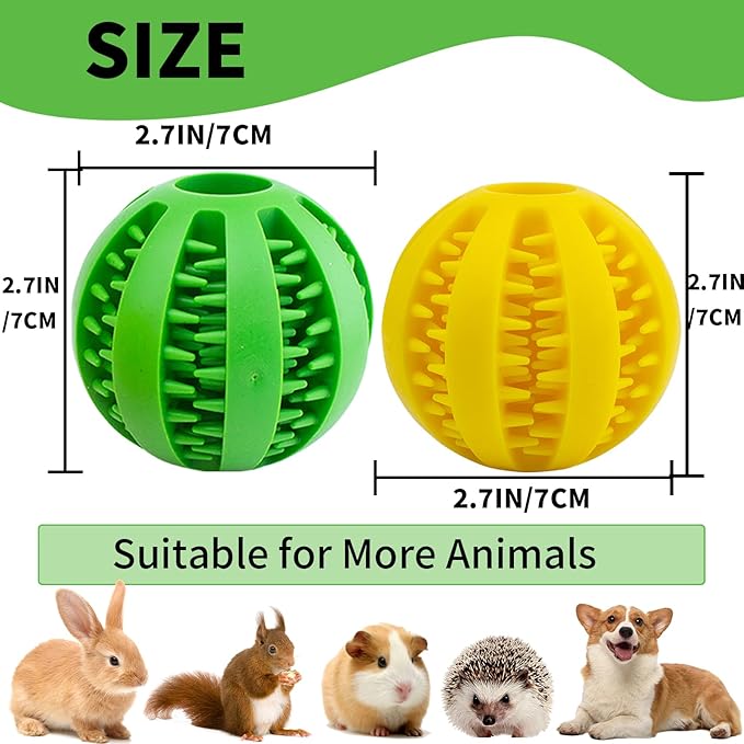 Rabbit Teething Toys Ball Small Animals Play Balls Treat Dispensing Rabbit Balls Puzzle Chew Balls & Rolling Toys for Bunny, Improve Pets Teeth Health for Rabbit, Guinea Pigs 2pack