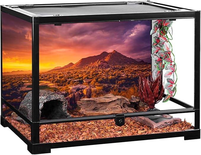 AWERT 24x16 inches Sun and Desert Terrarium Background Mountain Oasis Gobi Reptile Habitat Background Vinyl