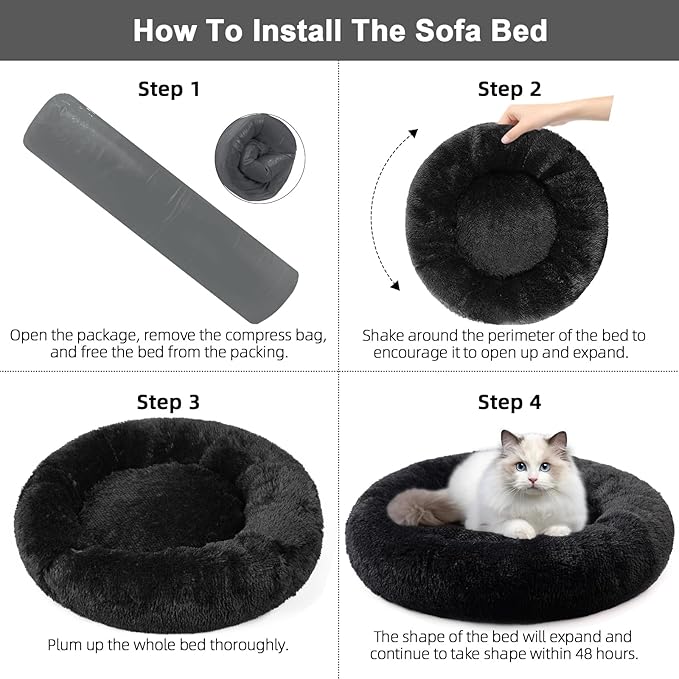Nisrada Dog Bed for Small Medium Large Dogs, 27 inch Calming Dogs Bed, Washable-Round Cozy Soft Pet Bed for Puppy and Kitten with Slip-Resistant Bottom