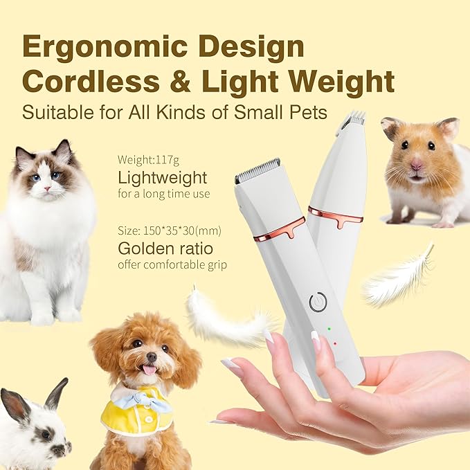 2025 New Petium 4-in-1 Dog Grooming Clippers Kit-Quiet Dog Nail Grinder & Paw Trimmer,Low Noise Cordless Pet Shaver for Small Dogs & Cats,USB-Rechargeable, 6 Guide Combs