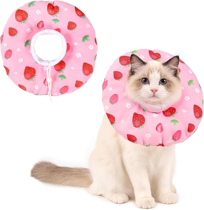 Cat Cone Collar Soft, Medium Waterproof Cat Recovery Collar for Wound Healing After Surgery or Neutering Alternative to Elizabethan Collars Medical Neck Cone for Cats and Puppies, Pink