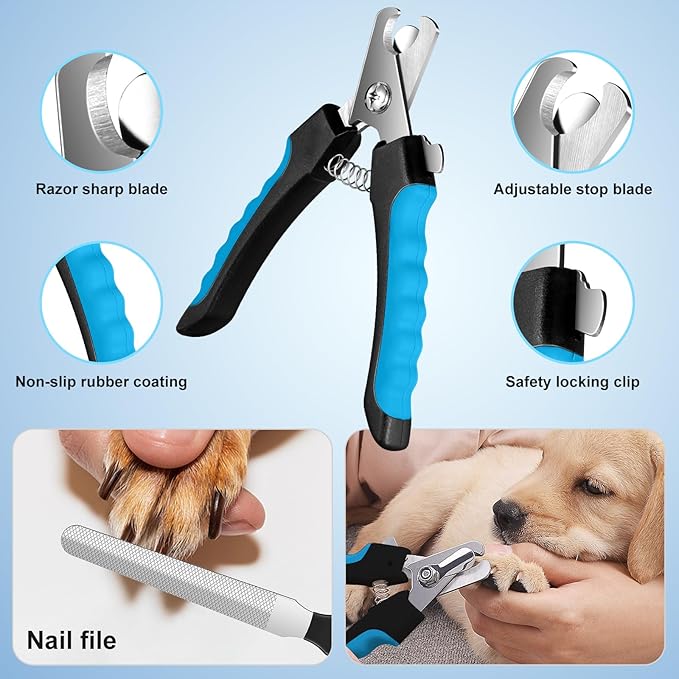 Professional Dog Grooming Scissors Set, 8-in-1 Stainless Steel Pet Grooming Kit with Hair Comb, Nail Clipper & Brush for Dogs, Cats at Home