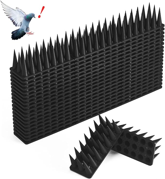 CIIC Bird Spikes, 40 Pack Pigeon Squirrel Raccoon Cat Deterrent Spike for Outside Anti Robin Defender Outdoor to Keep Birds Away Roof Fence Window Nest Black