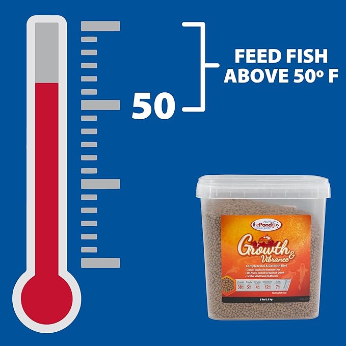 The Pond Guy Growth & Vibrance Fish Food for Show Quality Koi & Goldfish, Premium Protein Floating Pellets for Balanced Nutrition, 40 lbs