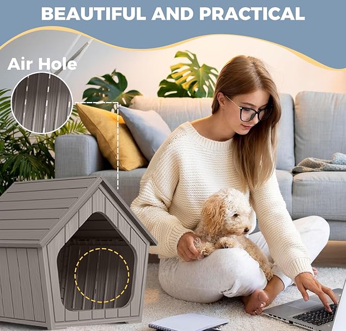 DRATO Outdoor Waterproof Cat House,23.43×22.64×22.8 Inches,Insulated Cat Shelter Feral for All Seasons,Easy to Assemble,Suitable for Cats and Small Dogs (Light Brown, 23.43×22.64×22.8 Inches)