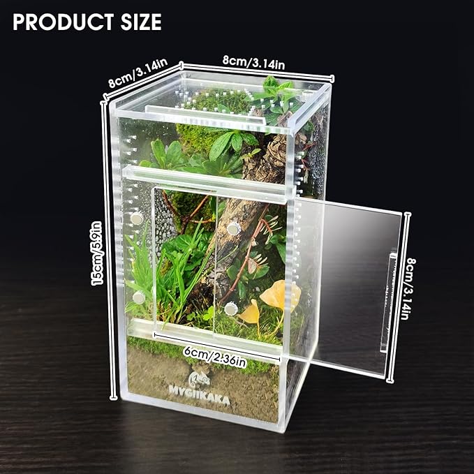 Jumping Spider Enclosure Accessories, Tarantula Spider Box, Bug Cage, Praying Mantis Habitat Enclosure, Snail Insect Terrarium, Caterpillar Habitat (3x3x6 inch)