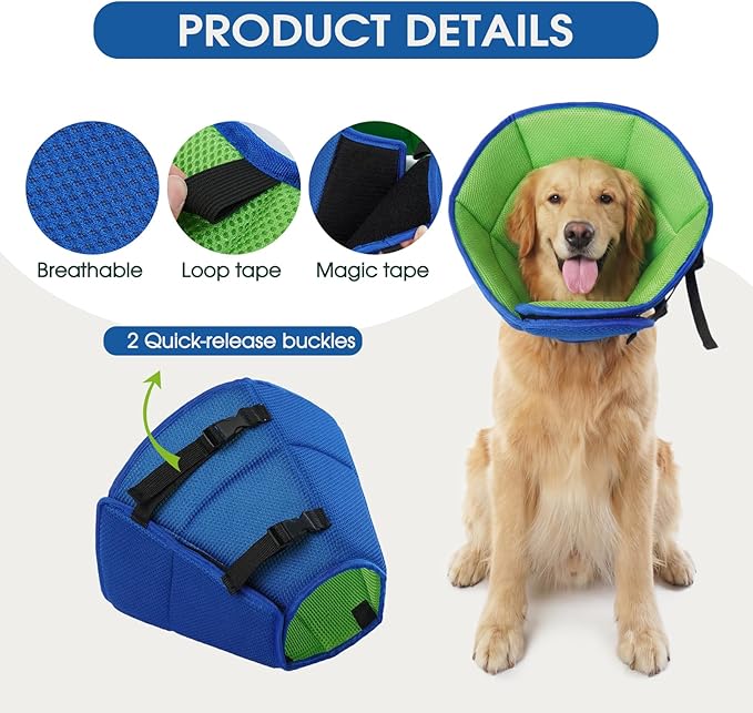 Dog Cone Collar After Surgery for Large Dogs, Adjustable Soft Cone for Dogs to Stop Licking, Professional Elizabethan Collar for Pet, Recovery Cones for Wound Healing & Hot Spots