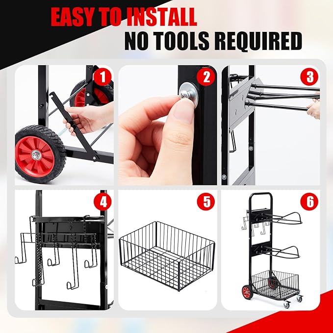 Rolling Saddle Cart with Wheel, Saddle Rack Dolly Heavy Duty Horse Equipment Cart Foldable Horse Tack for Storage Moving Organize Transport Supplies (Upgrade 4 Wheels)