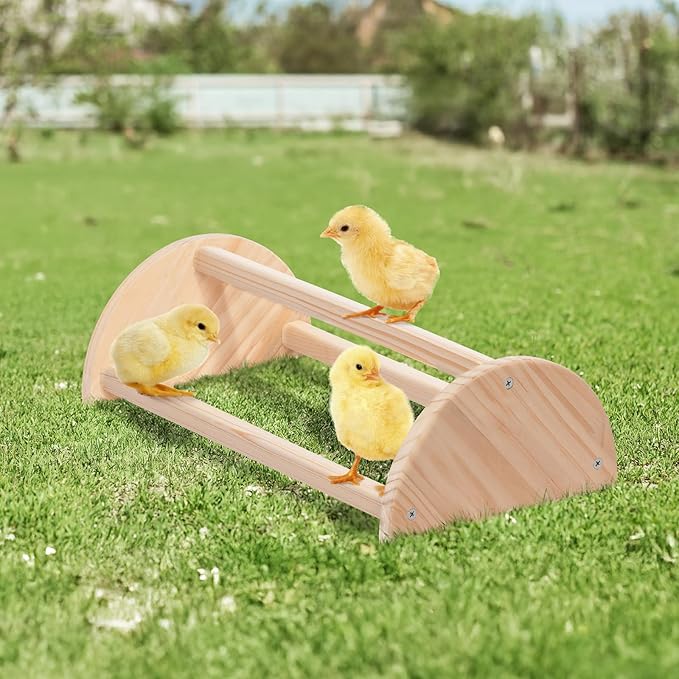 PETSFIT Chick Perch Prevent Rotation Design, Strong Wooden Chicken Roosting Bar, Easy to Assemble and Clean, Fun Toys for Chick
