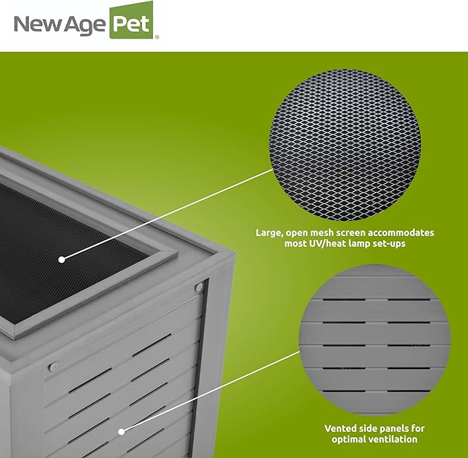 New Age Pet® ECOFLEX® Small 24" Reptile Enclosure, Glass Front Terrarium for Snakes, Lizards & Tortoises, in Maple or Grey, Easy to Clean, Front Access Design