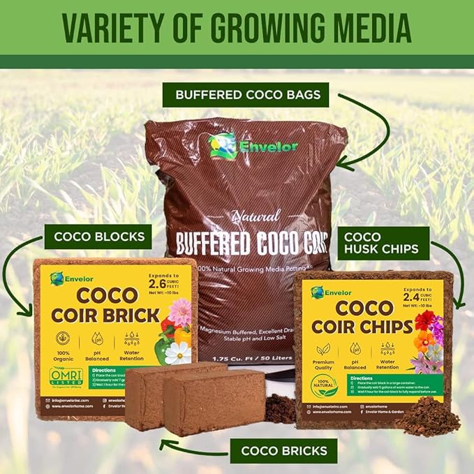 Coconut Coir for Plants 100-Pack – 2.6 Cu. Ft. Compressed Coconut Coir Bricks, 10 lb. Organic, Low EC, pH Balanced Coco Peat for Indoor & Outdoor Gardening, Potting Soil, Indoor Plant Soil