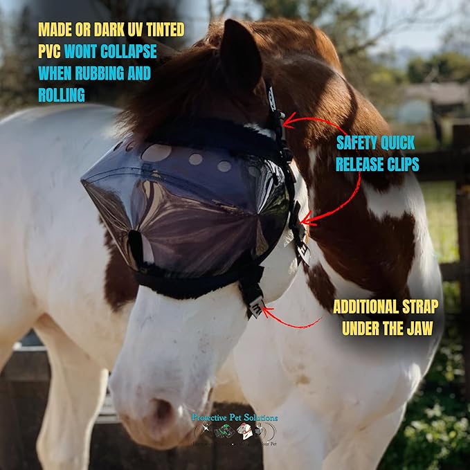 Recovery Vizor, (Size COB - Dark UV Tint) Medical & Preventative Horse Eye Protection Mask for Uveitis/Injury/Scratch or Corneal Ulcer, Infection, Blindness.