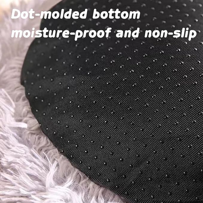 Plush Fluffy Dog and Cats Round Bed, Ultra-Soft Plush with Raised Rim, Non-Slip Bottom, Plush Cat Bed with A Cover, for Small Dogs and Cats (Pink, Small)