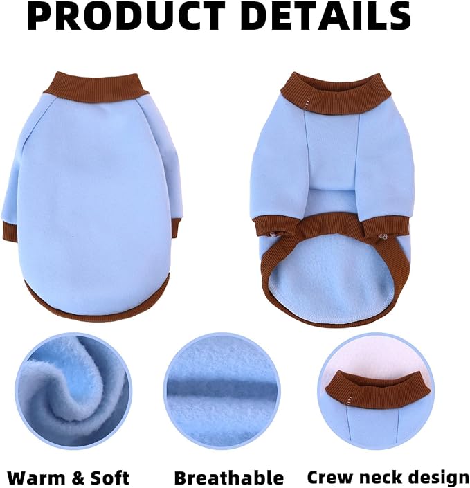 Custom Dog Hoodie, Personalized Sweatshirt with Photo Text Name Logo, Customized Hooded Sweater for Small Medium Large Dogs & Cats (Blue + Brown Border, Small)