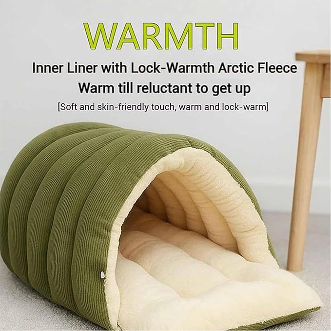 Expectation Cat Bed, Removable and Washable Winter Closed-Off Cat Bed, Soft Fluffy Warm Autumn/Winter Cats House, Washable Non-Slip Pet Sleeping Bag for Indoor Cats Small Dogs (H,Large)