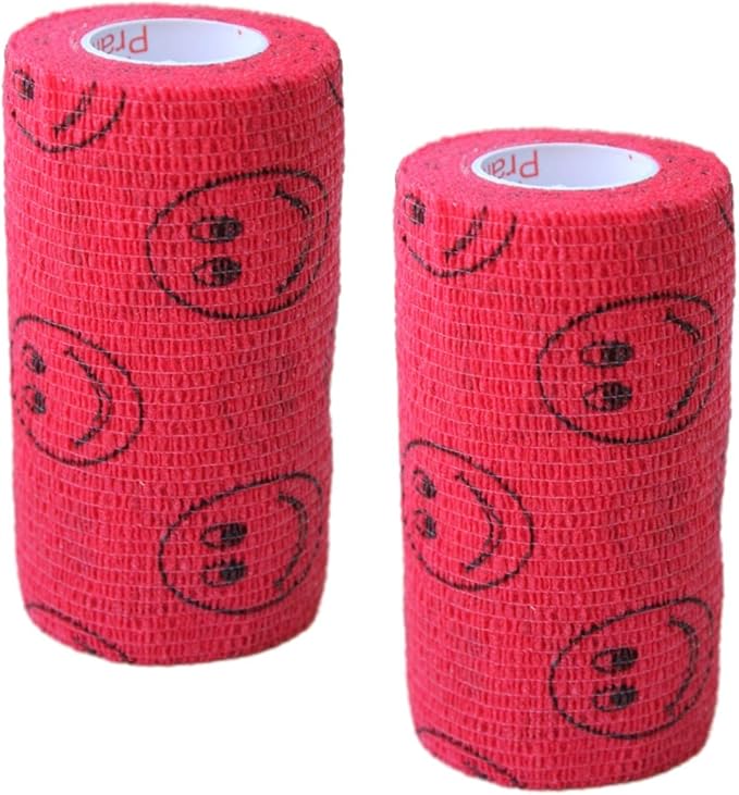 3 Inch Vet Wrap Tape Bulk (Smile Pattern in Yellow, Red, Teal, Neon Green, Neon Pink and Pink with Red Heart Pattern) (Pack of 24) Self Adhesive Adherent Adhering Flex Bandage Grip Roll Dog Cat