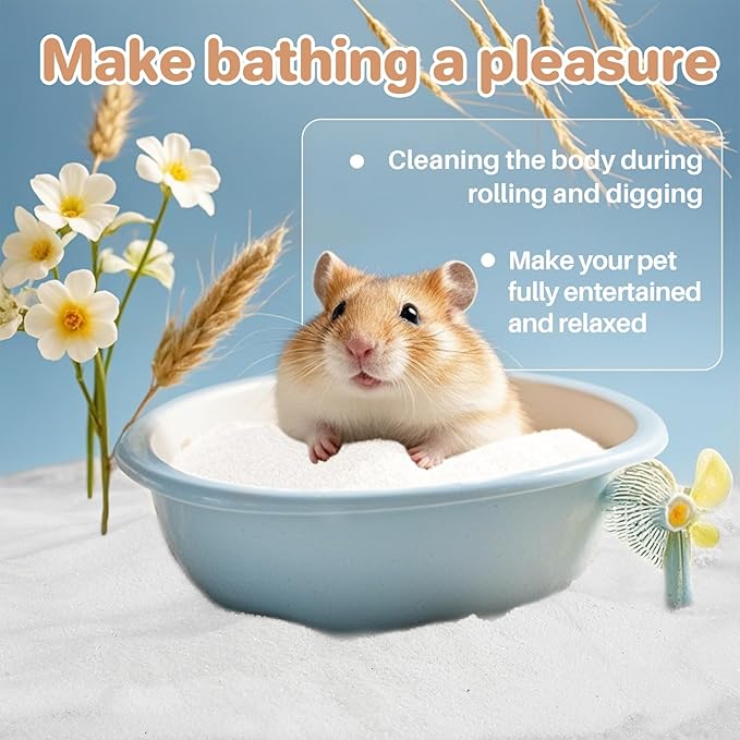 Sukh 31OZ Hamster Sand Bath - Fine Desert Sand Hamster Bedding Reptile Silica Sand Gerbil Hideout for Hamster Chinchillas Gerbil Syrian Mice Small Animals Small Pets