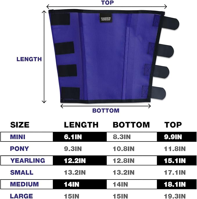 Harrison Howard Loose Fitting Fly Boots UV-Protective Extra Tough Mesh Ventilated Four Fasteners Stay-on Design Protect Horse Legs & Stomp-Reducing Set of 4 Deep Navy Pony