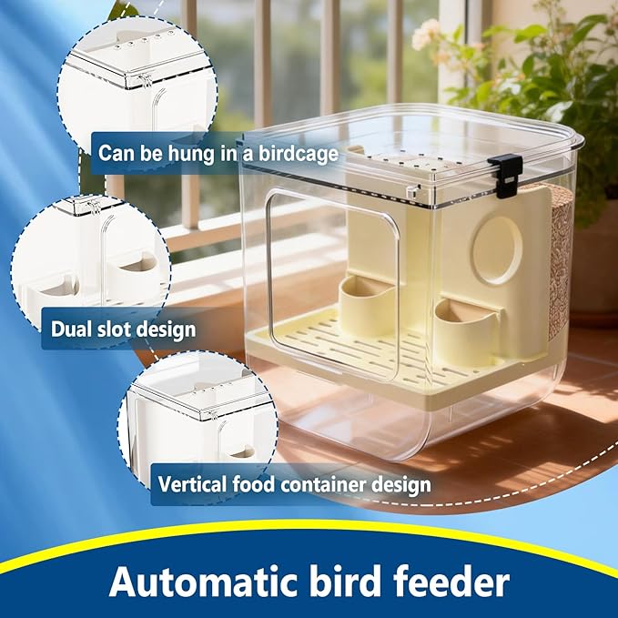 No Mess Bird Feeder for Cage, Hanging Bird Bath for Cage for Lovebirds, Finches, Parakeets, Budgies, and Other Small to Medium Birds