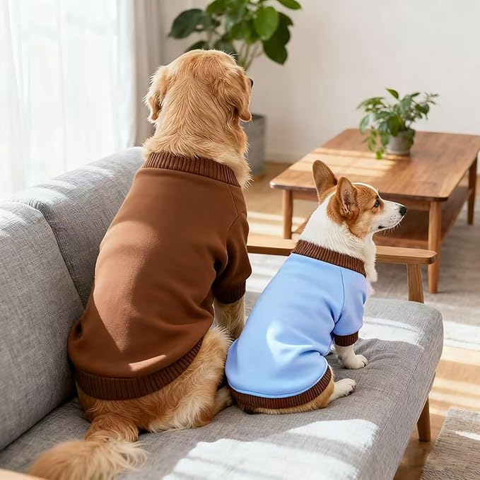 Custom Dog Hoodie, Personalized Sweatshirt with Photo Text Name Logo, Customized Hooded Sweater for Small Medium Large Dogs & Cats (Blue + Brown Border, Small)