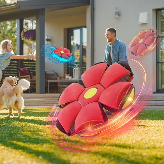 3PCS Dog Flying Disc Toy - Light Up Saucer Ball for Dogs - Outdoor Games (Red+Blue+Pink)