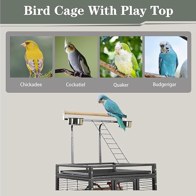 68" Double Bird Cage,Stackable Divided Parakeet Cage, Parrot Cages for Medium Birds with Bird cage Cover,Birdcage Seed Catcher,for Cockatiels Canaries Lovebirds Finches Budgies Small Parrots