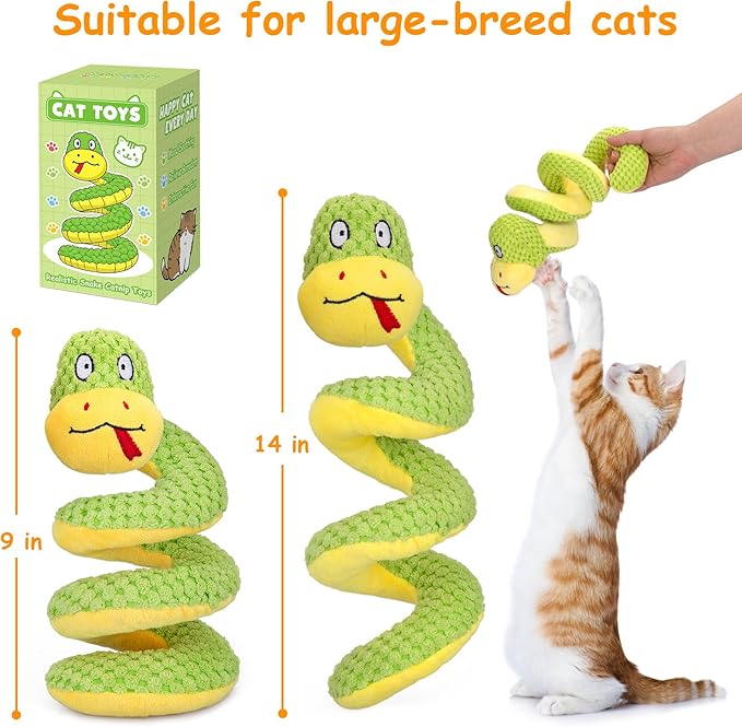Retro Shaw Cat Toys, 14 Inches Crinkle Snake Cat Toy with Catnip & Silvervine - Interactive Chew Toy for Cats, Realistic Stuff Snake for Biting & Play, Suitable for Large-Breed Cats