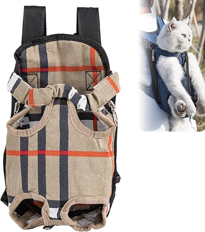 Portable Pet Carrier Backpack, Adjustable Pet Front Cat Dog Carrier Backpack Travel Bag for Small Medium Dogs Cats Puppies, Cat Backpack Carrier for Hiking Cycling (D, S)