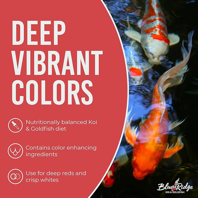 Blue Ridge Koi Fish Food 5lb - Cool Water Wheat 3/16", Fall and Winter Floating Pond Pellets, Ponds Fish Food