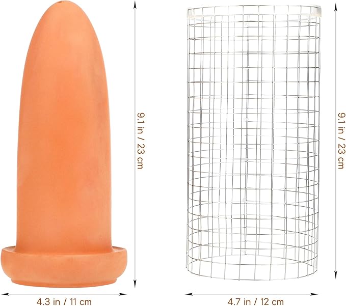 POPETPOP Pottery Clay Discus Breeding Cone: Discus Fish Breeding Cone - Hide Away Caves with Stainless Steel Mesh Cover for Aquarium Landscape Decoration