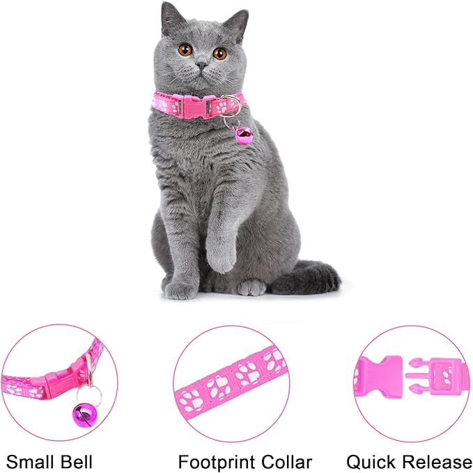 Dog Collar and Leash Set 3Pcs Puppy Collar and Leash Paw Print Whelping ID Collars Buckle Soft Nylon Litter Adjustable Pet Collar for Puppy Small Dogs Walking Training (Pink Green Blue)