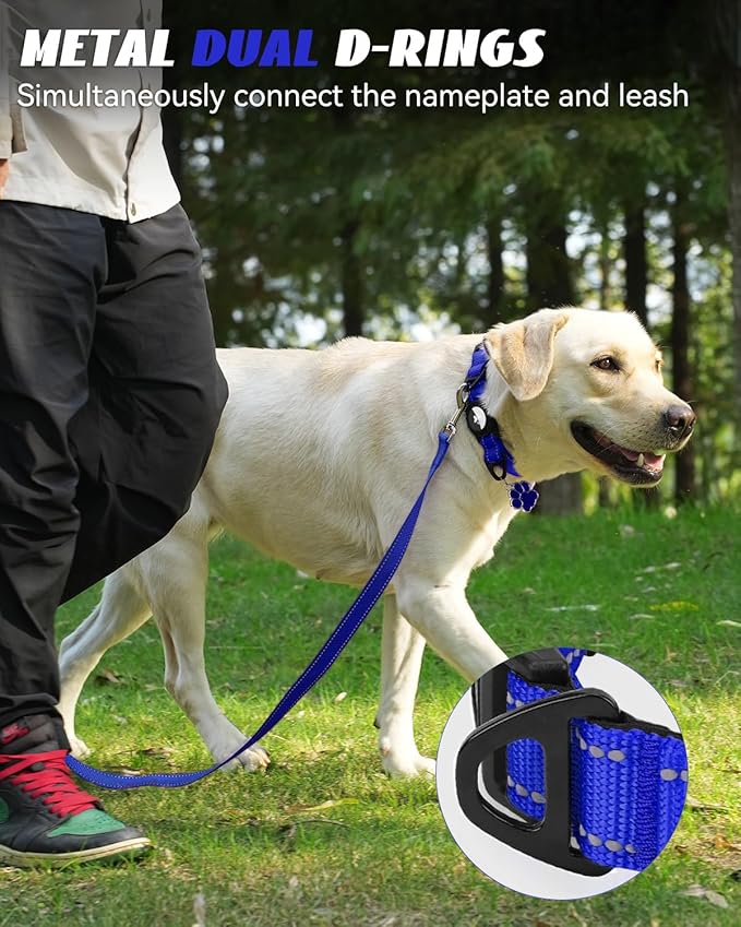 Joytale Airtag Dog Collar, Reflective Pet Collar with Waterproof AirTag Holder, Dual D-Rings, Soft Padded Adjustable for Extra Small and Puppy Dogs, Navy Blue, XS