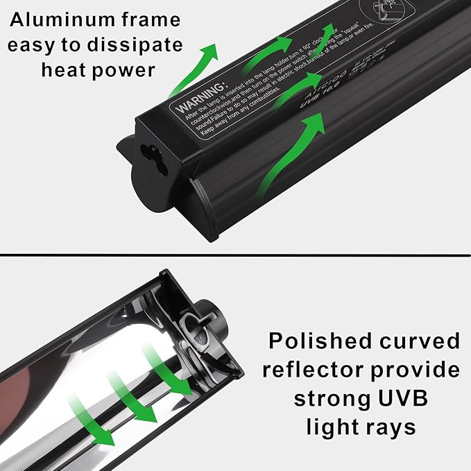 Aiicioo T5 UVB Lighting Combo Kit - Desert 10.0 Terrarium Hood Light Fixture & High Output T5 HO UVB Bulb for Reptiles Chameleon Gecko (34Inch 39W)