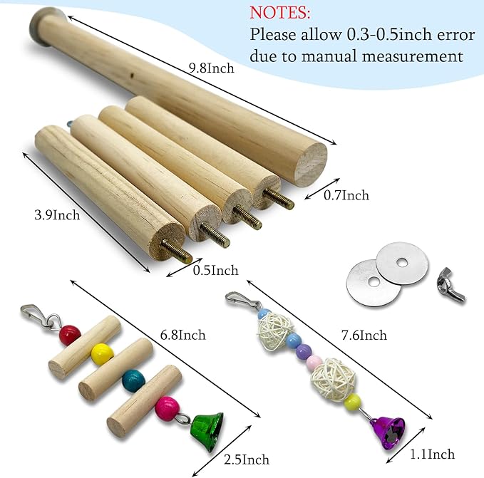 Hamiledyi Bird Perch Stand Toy Natural Wood Perch Stand Birds Toys Parakeet Toy with Rotating Balls Spinning for Parakeets Cockatiels Conures Budgies Finches Love Birds