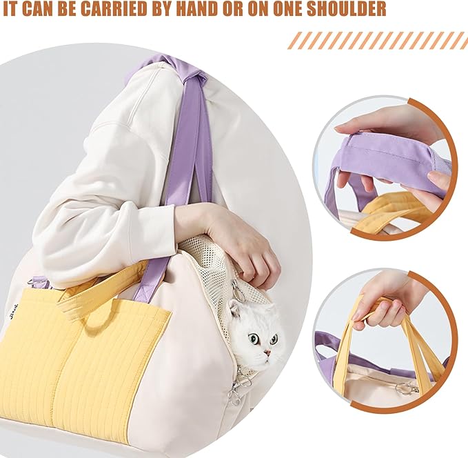 Small Dog Carrier Purse, Soft Fluffy Pet Carrier Tote Cat Carrier with Secure Harness Clip and Removable Pad, Woman Style Pet Travel Handbag（Green）