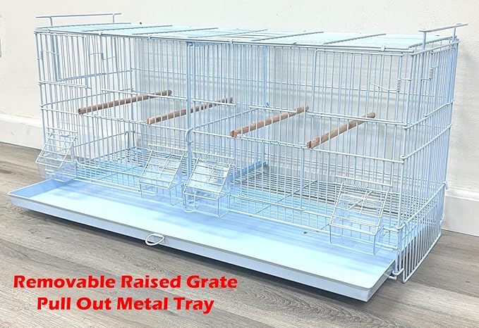Combo: White Lot of 4 Stack & Lock Breeder Bird Flight Parrot Cages Side Breeding Nest Box Door Removable Divider with Removable Rolling Stand