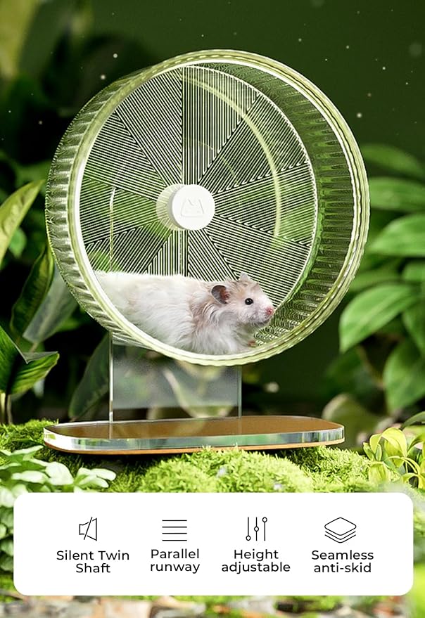 Super-Silent Hamster Exercise Wheel: Silent Spin Toys Hamster Running Wheels with Height Adjustable Stand for Hamsters Gerbils Mice Or Other Small Animals -8.5inch Blue