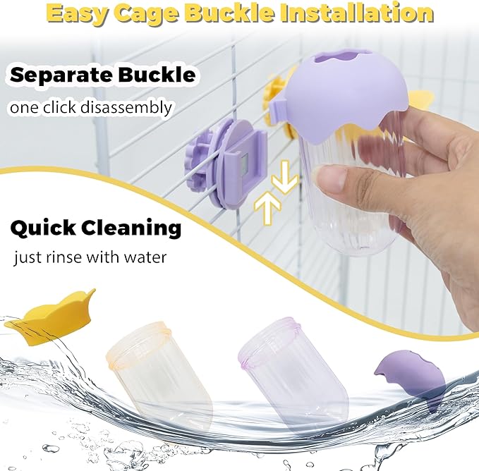 2Pcs Bird Cage Feeder for Vegetable, Parrot Veggies Holder with Water-Storage Design to Keep Greens Fresh, No Mess Hanging Millet Feeder for Parakeet, Quick Clean Clip, No Spill Feeders for Parrots
