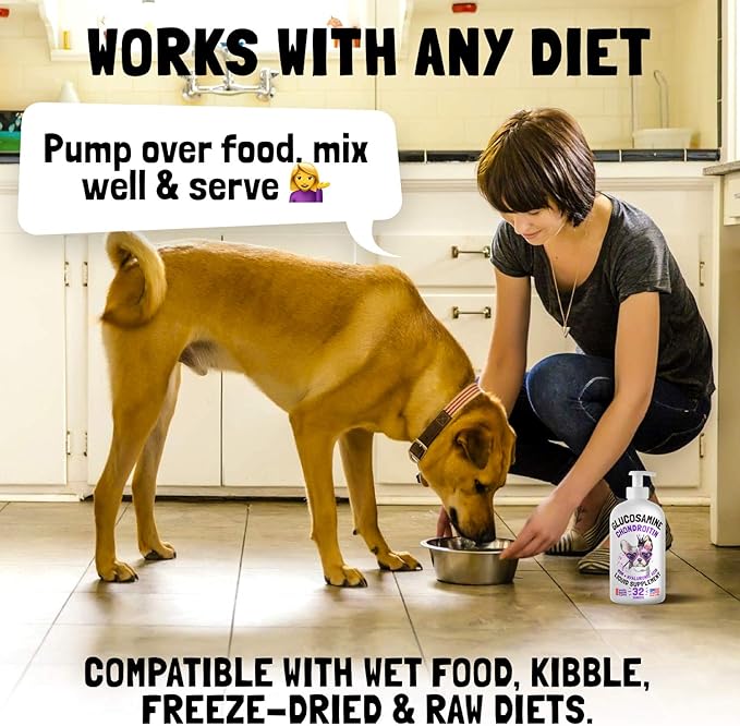 Liquid Glucosamine for Dogs Bacon Flavour Chondroitin, MSM & Hyaluronic Acid K9 Supplement Hip and Joint Formula Advanced Mobility Joint Pain Relief Senior Advanced Supplement for All Breeds 32 oz