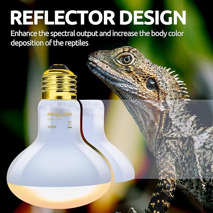 REPTI ZOO Reptile Heat Lamp Combo Pack, 100W UVA Daylight Basking Spot Light Heating Lamp and 26W UVA UVB Reptile Light Energy Saving Spiral Compact Lamp UVB Bulb 5.0