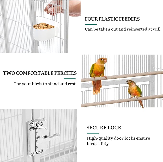 YITAHOME 53.9 inches Metal Bird Cage for Parakeets: Large Parrot Cages with Seed Catcher & Birdcage Cover with Rolling Stand & Brakes for Lovebirds Cockatiels Pigeon Finches
