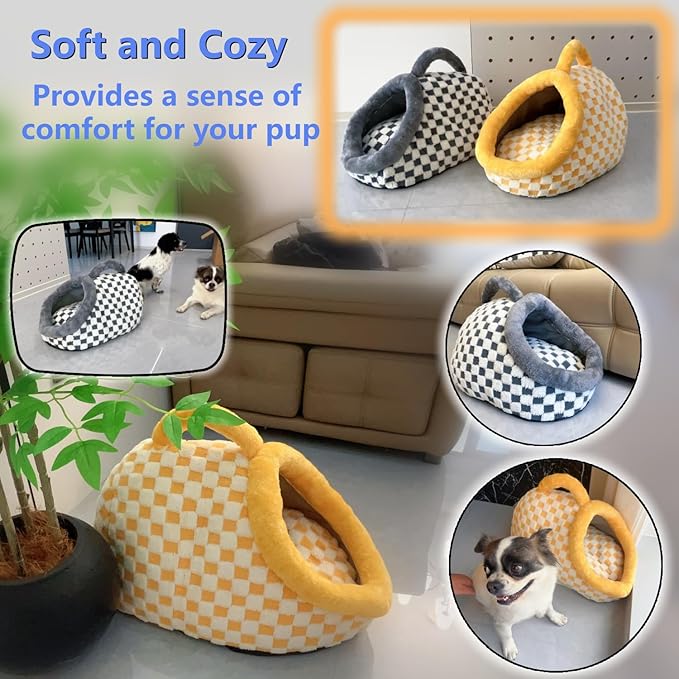Dog Bed Cat Bed Small Medium Furniture Cat for Indoor Cats with Cover Cave Outdoor House Insulated House Ndoor Travel Hand(Grey, L)