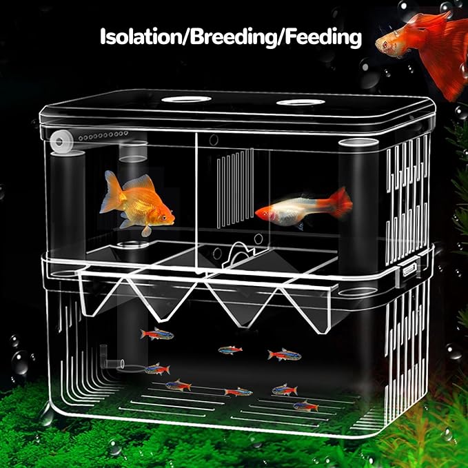 J-star Large Fish Breeder Box for Aquarium Tank, Acrylic Breeding Box for Guppy/Betta/Shrimp/Clownfish, Baby Fish Hatchery & Isolation Tank