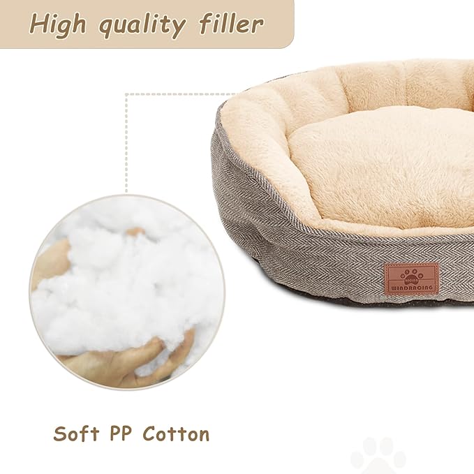 WINDRACING Cat Beds for Indoor Cats,Kitten Bed,Dog Bed for Extra Small Dogs Breeds,Puppy Kennel Bed, Comfy Durable Pet Sleeping Bed, Washable Roun Cat Bed & Non-Slip Bottom, Size 19"L x 16"W x 6.5"Th