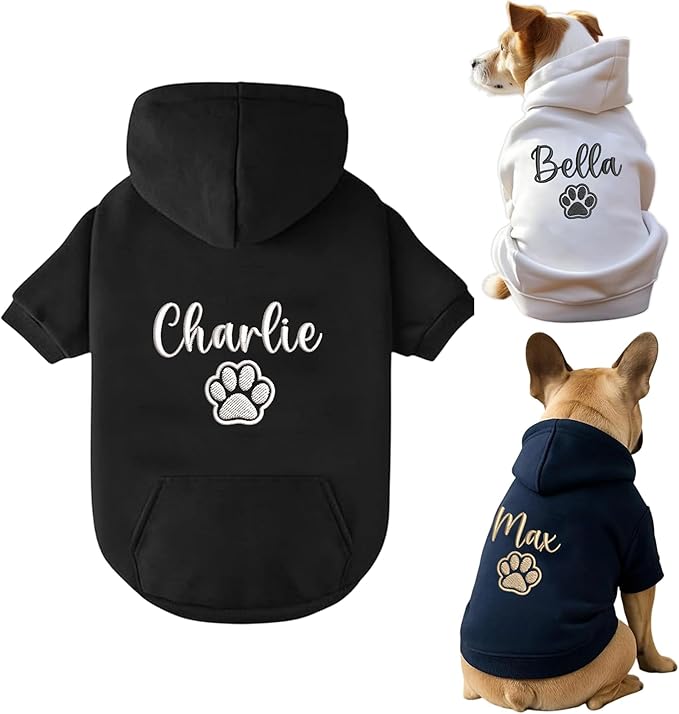 Noni Personalized Name Dog Hoodie, Embroidered Puppy Sweater with Name Text, Custom Pet Clothes Warm Winter Outfit for Dogs, Bright Puppy Sweatshirt, Pet Birthday Outfit, Gift for Dog Lovers
