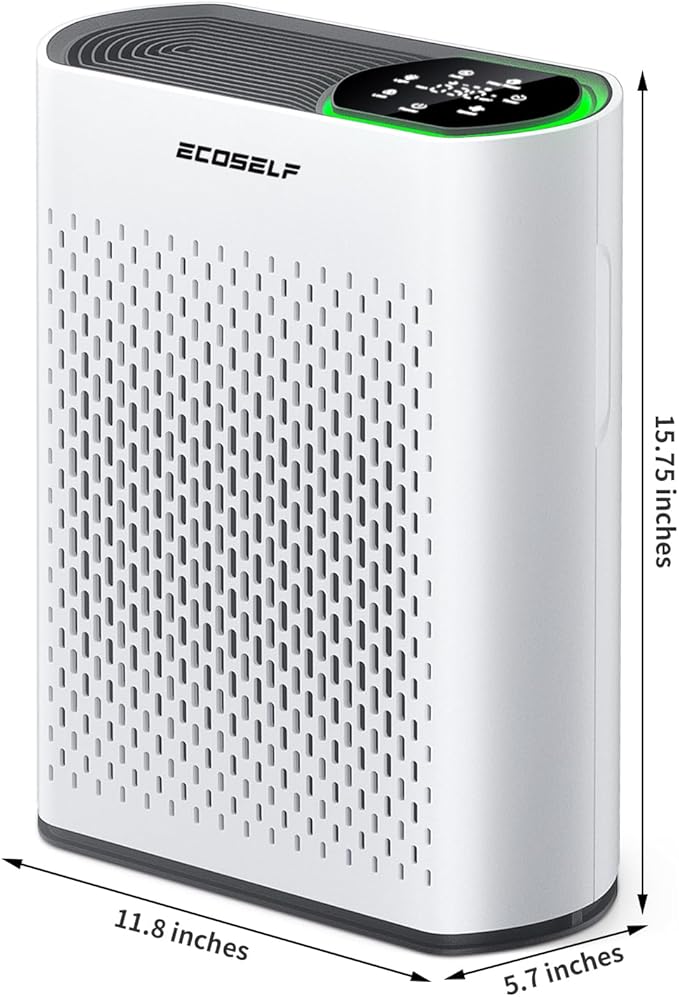 Powerful Air Purifiers for Home Large Room Up to 2400 Ft² with Air Quality Monitor 20dB Sleep Mode, Air Purifier for Bedroom Office Living Room HAP602 White