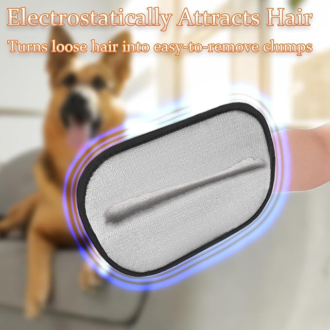 Pet Hair Removal Glove for Dogs and Cats, 2PCS Upgrade Reusable Electrostatic Gloves for Deshedding, Washable Cat Grooming Brush Five-Finger Magic Gloves for Clothing Carpet Sofa Car Seat
