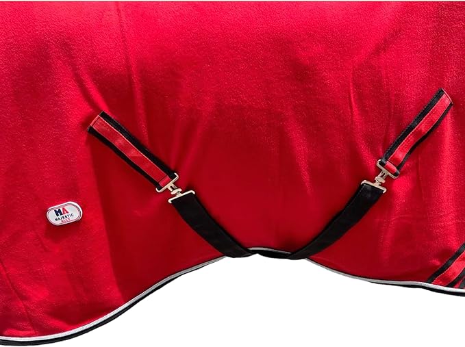 Majestic Ally Anti Pill Fleece Horse Blanket/Sheet with Silver Braided Rope (Red, 80)
