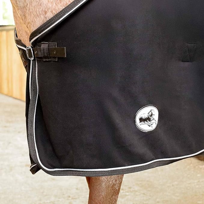 Jeffers Equine Elite Fleece Horse Cooler Blanket, 75 Inch – Soft, Adjustable Fit, Lightweight, Easy Care, Moisture Wicking Cooling Sheet with Surcingle for Post Exercise, Travel for Horses – Black